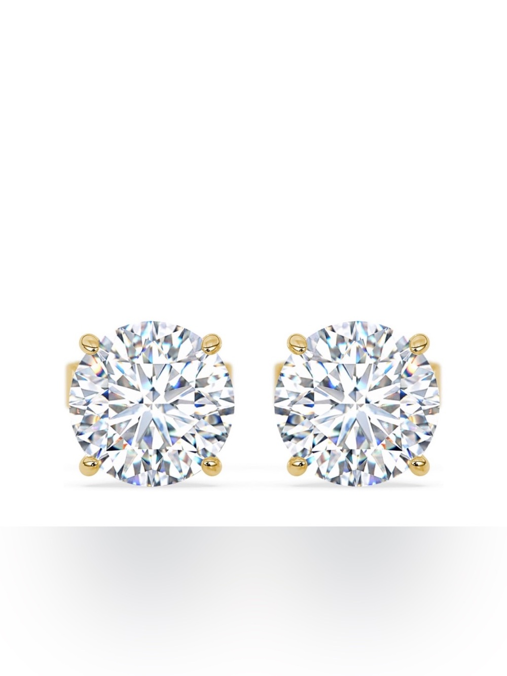 1 CTW REAL Lab-Grown Diamond Stud Earrings 14K Yellow Gold 4-Prong 5mm